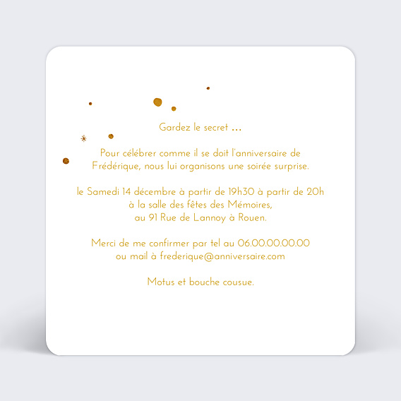 Invitation Anniversaire Adulte Golden Dots