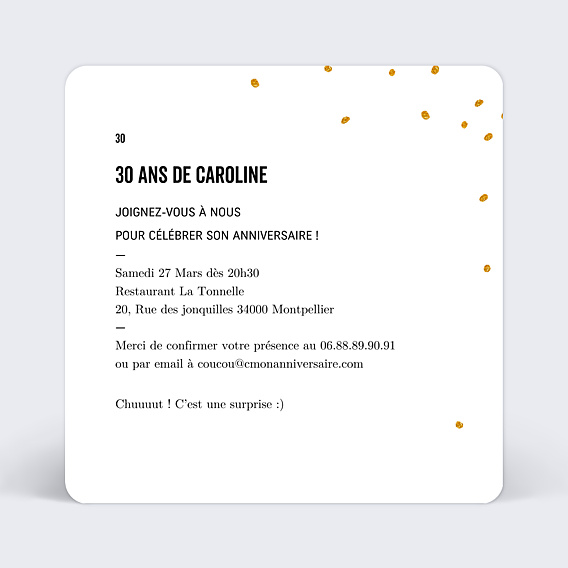 Invitation Anniversaire Adulte Poussière d'Étoiles
