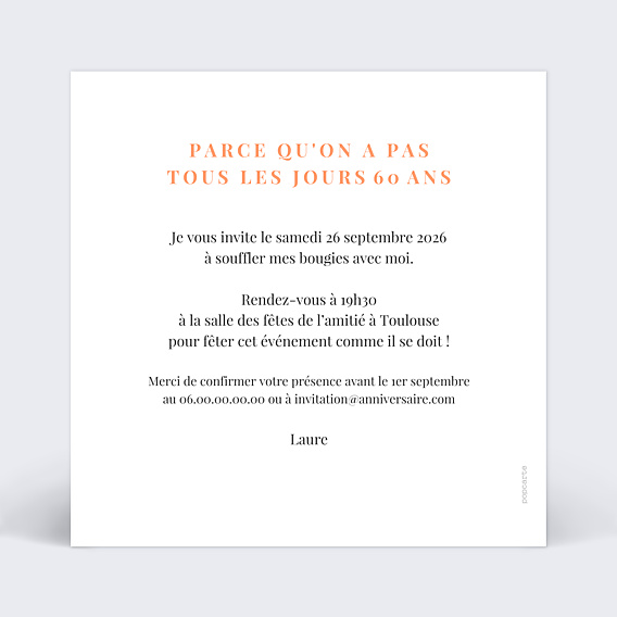 Invitation Anniversaire Adulte Simplicité