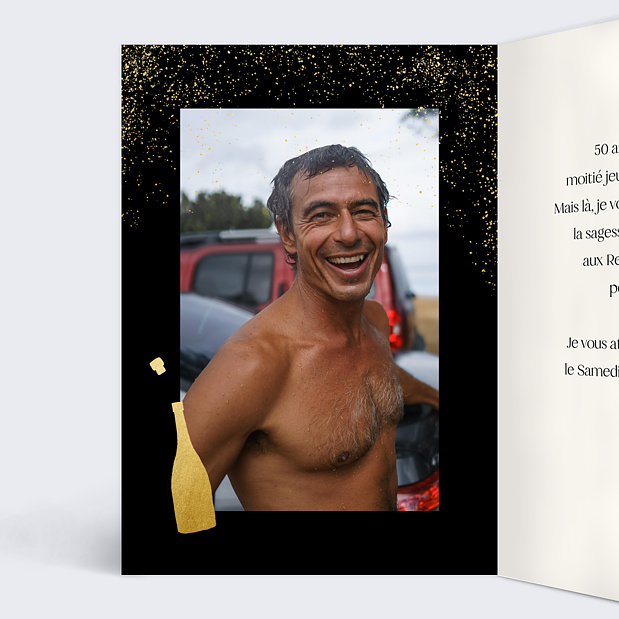 Invitation Anniversaire Adulte Champagne Festif Intérieur Gauche