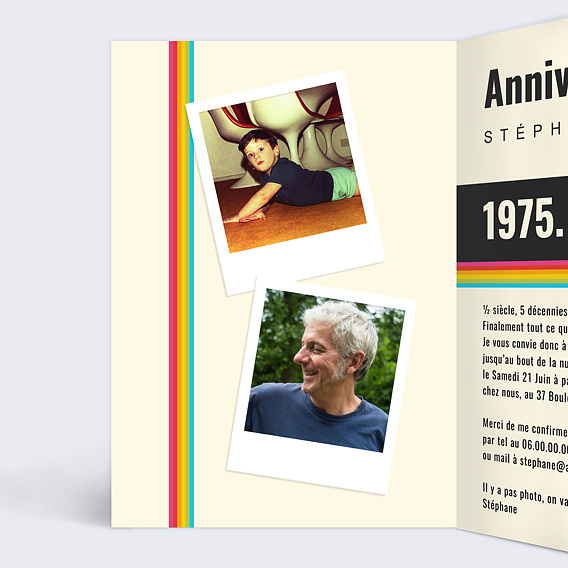 Invitation anniversaire Polaroïd Intérieur Gauche