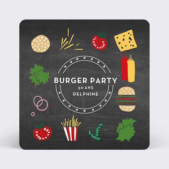 Invitation Anniversaire Adulte Burger Party