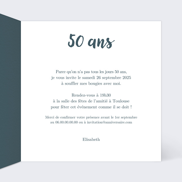 Invitation Anniversaire Cadre Élégant Intérieur Droit