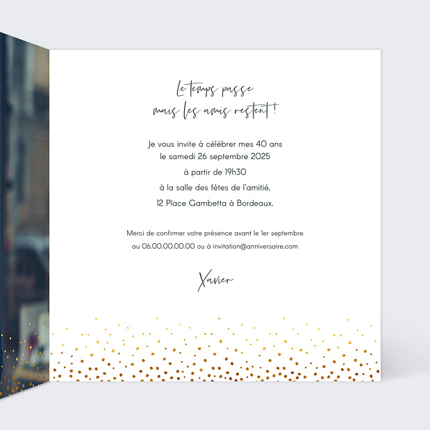 Invitation Anniversaire Élégance Intérieur Droit