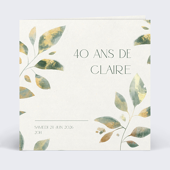 Invitation anniversaire Feuilles de jade