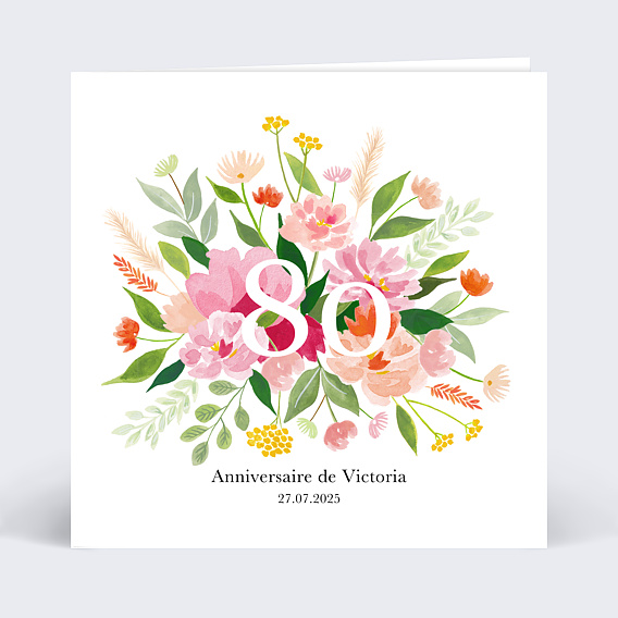 Invitation anniversaire Aquarelle Champêtre