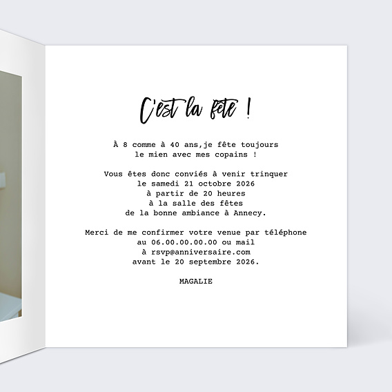 Invitation Anniversaire Adulte Petits tirages souvenirs