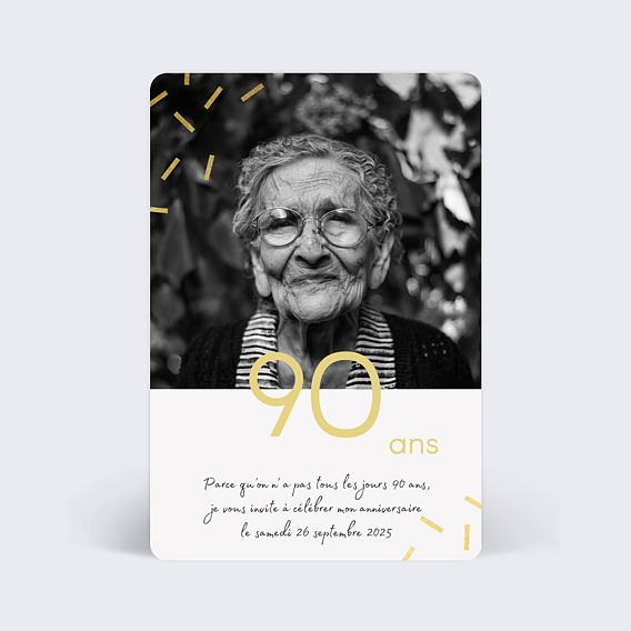 Invitation anniversaire 90 ans Chic