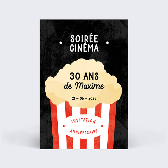 Invitation anniversaire Soirée Cinéma