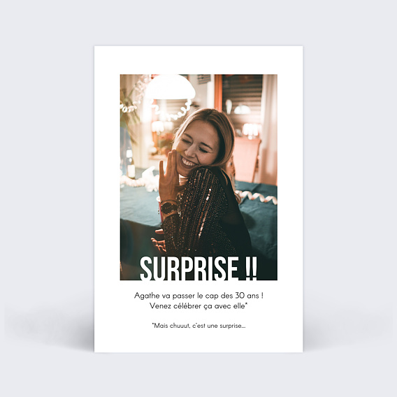 Invitation anniversaire Typographie Surprise