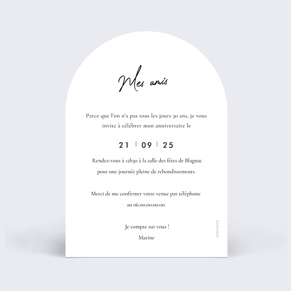 Invitation anniversaire Solstice Verso