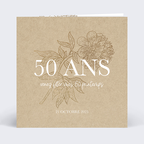 Invitation anniversaire Âge fleuri avec graines Recto