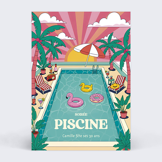 Invitation Anniversaire Adulte Piscine fun