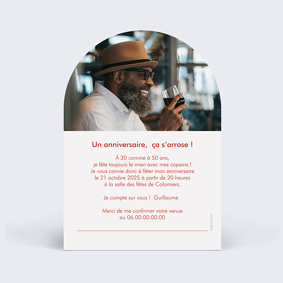 Invitation anniversaire Verre ballon Verso