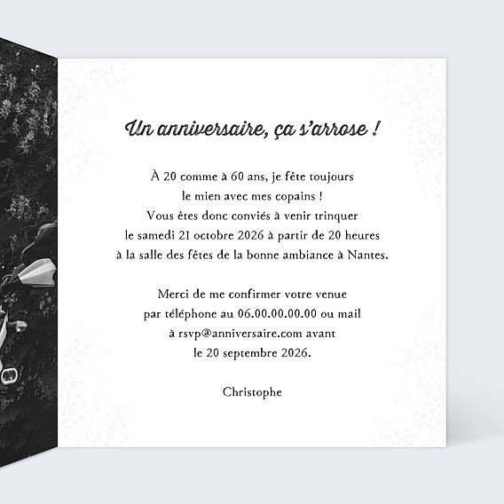 Invitation Anniversaire Adulte Moto Vintage
