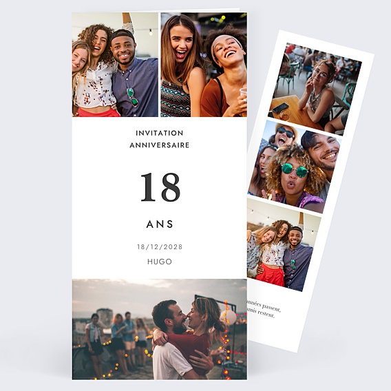 Invitation Anniversaire Adulte Multiphoto Élégance