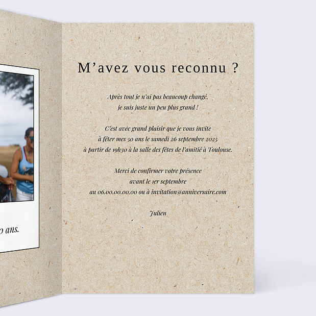 Invitation Anniversaire Adulte Vintage Ludique Intérieur Droit