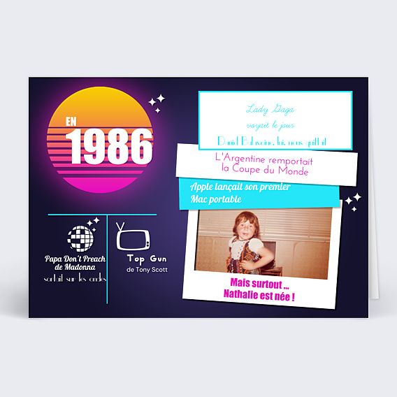 Invitation Anniversaire Adulte Recap années 80