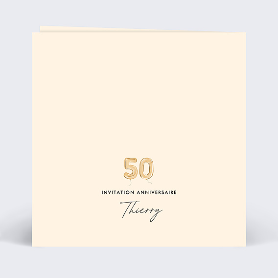 Invitation anniversaire Chiffre Ballon 50 Verso