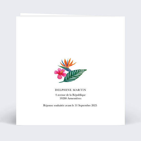 Invitation anniversaire Couronne Exotique Verso