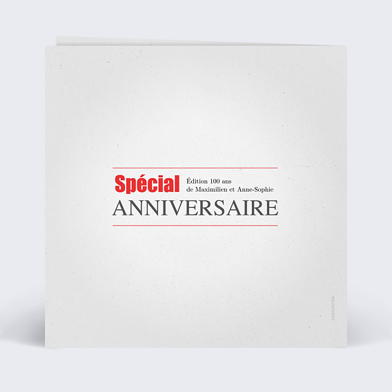 Invitation anniversaire Carte Journal Multianniversaire Verso