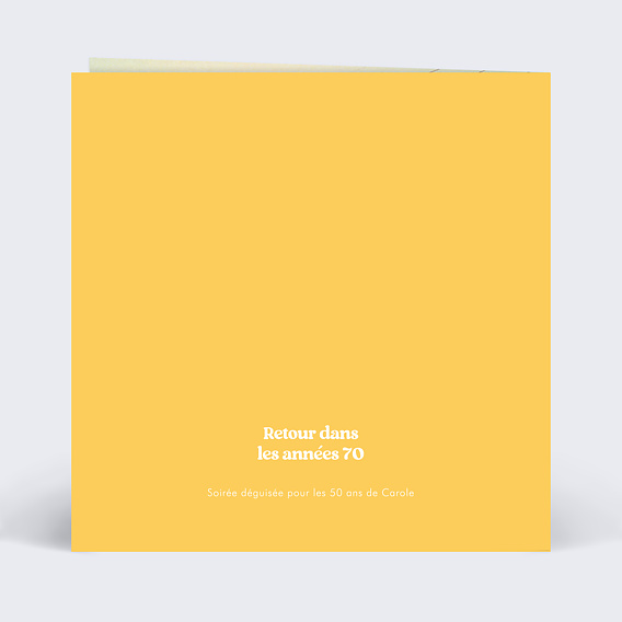 Invitation anniversaire Vêtements Années 70 Verso