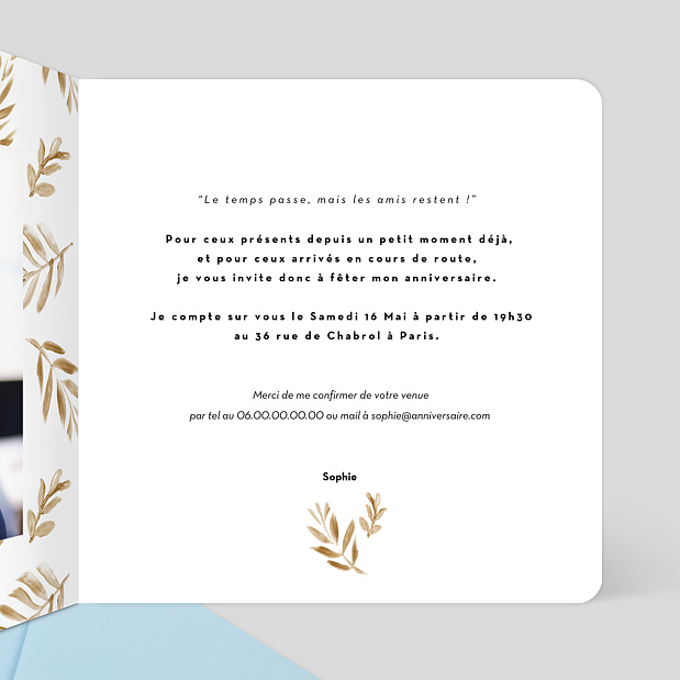 Invitation Anniversaire Luxe Intérieur Droit
