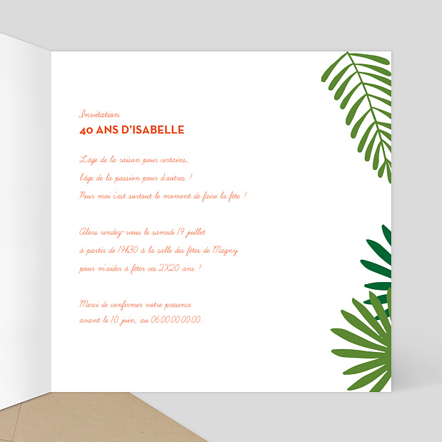 Invitation Anniversaire Tropicool Intérieur Droit