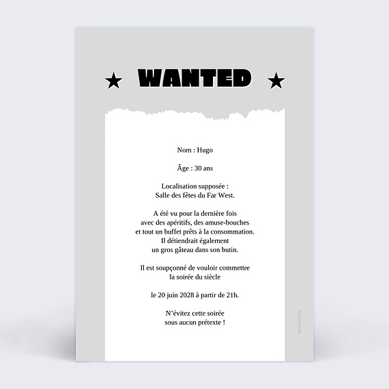 Invitation Anniversaire Adulte Mugshot