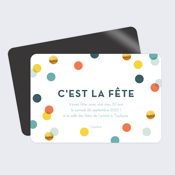 Invitation anniversaire Confettis Chic