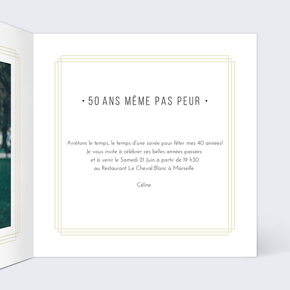Invitation Anniversaire Adulte Dorure Cadre Multiphoto