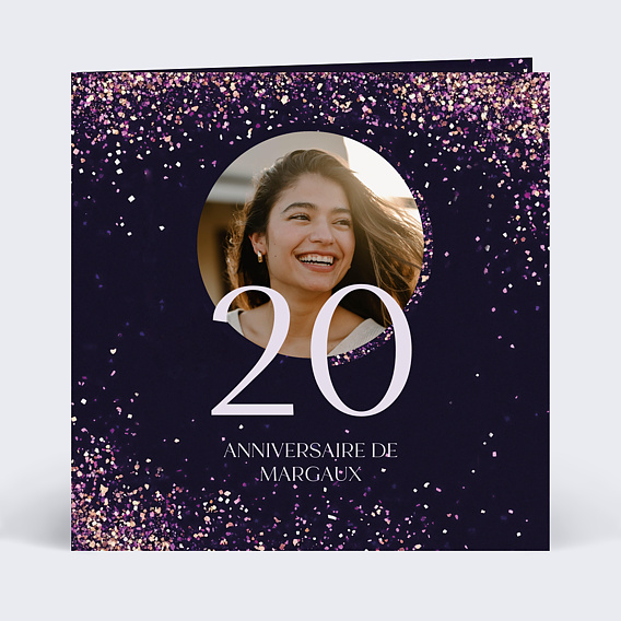 Invitation anniversaire Paillettes roses