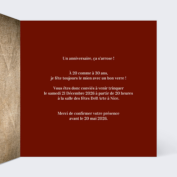 Invitation Anniversaire Adulte Millésimé