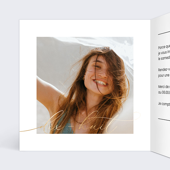 Invitation anniversaire 18 ans Moderne Intérieur Gauche