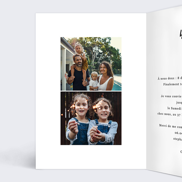 Invitation Anniversaire Multiphoto Chic Intérieur Gauche