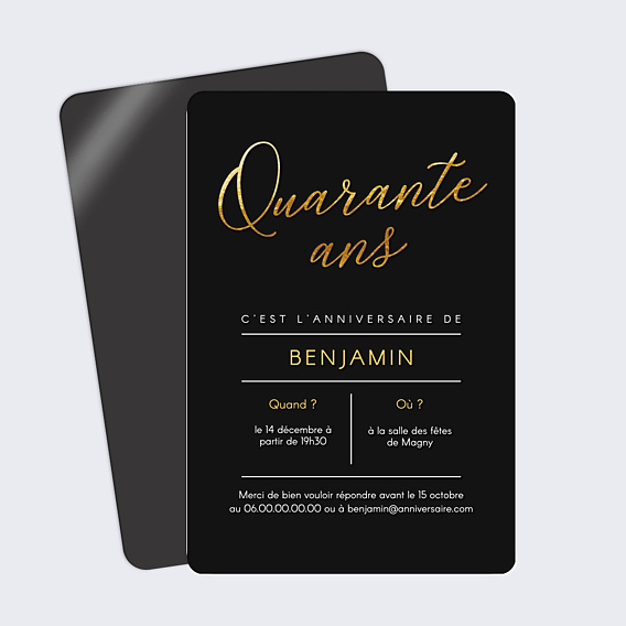 Invitation Anniversaire Adulte Quarante Chic