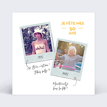 Invitation Anniversaire Adulte Avant-après polaroïd