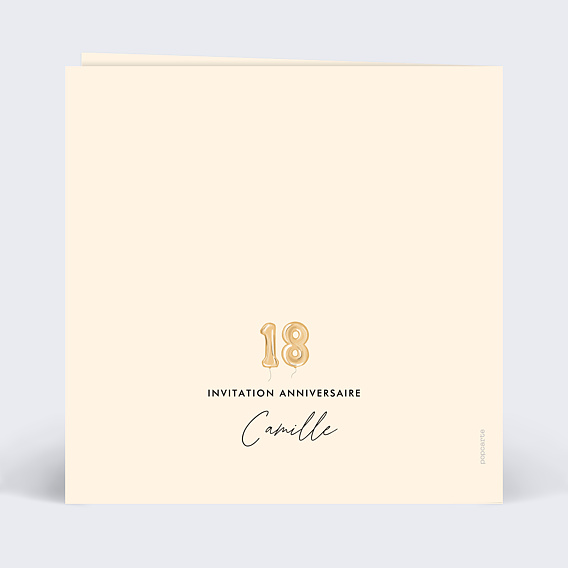 Invitation anniversaire Chiffre Ballon 18 Verso