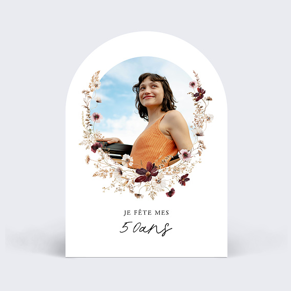 Invitation anniversaire Couronne de fleurs sauvages