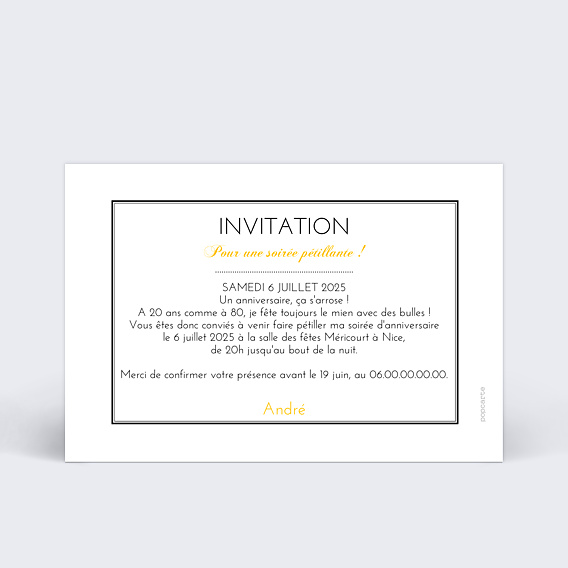 Invitation Anniversaire Adulte Champagne