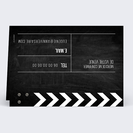 Invitation Anniversaire Adulte Clap Tournage