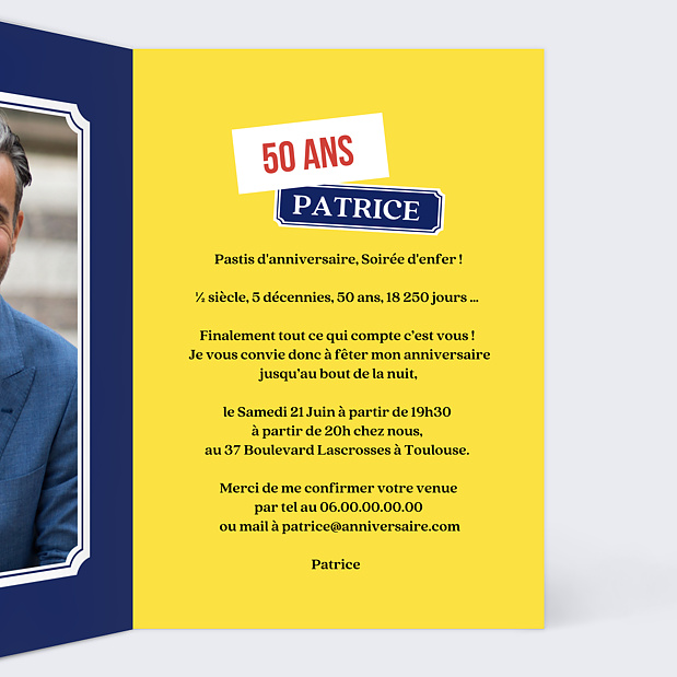 Invitation Anniversaire Ricard Intérieur Droit