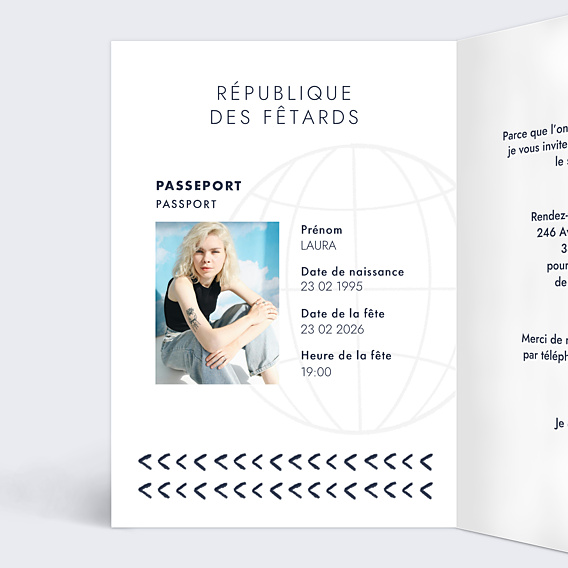 Invitation Anniversaire Adulte Passeport