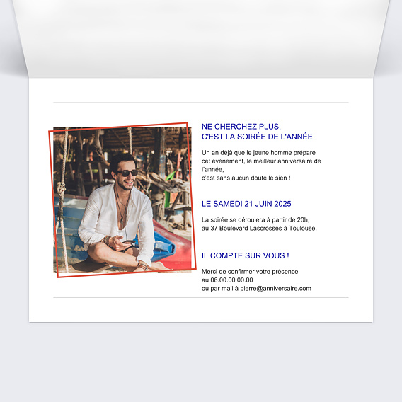 Invitation anniversaire Meilleure Soirée Intérieur Droit