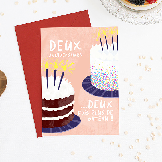 Invitation anniversaire Double Gâteaux Après 4