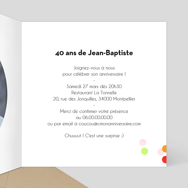 Invitation Anniversaire Party 40 Intérieur Droit