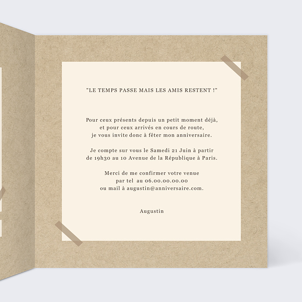 Invitation Anniversaire Bonne Cuvée Intérieur Droit