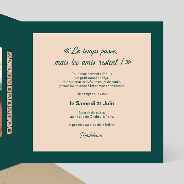 Invitation Anniversaire Scrabble Intérieur Droit