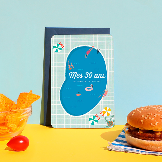 Invitation anniversaire Adulte Pool Party Après 4