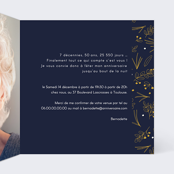 Invitation Anniversaire Adulte Champêtre élégant